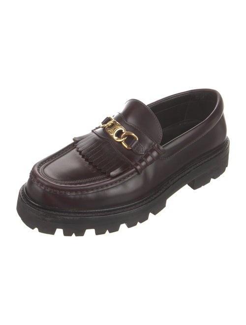 Celine Patent Leather Fringe Trim Accent Loafers