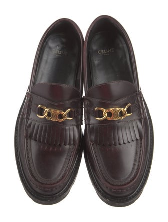 Celine Patent Leather Fringe Trim Accent Loafers