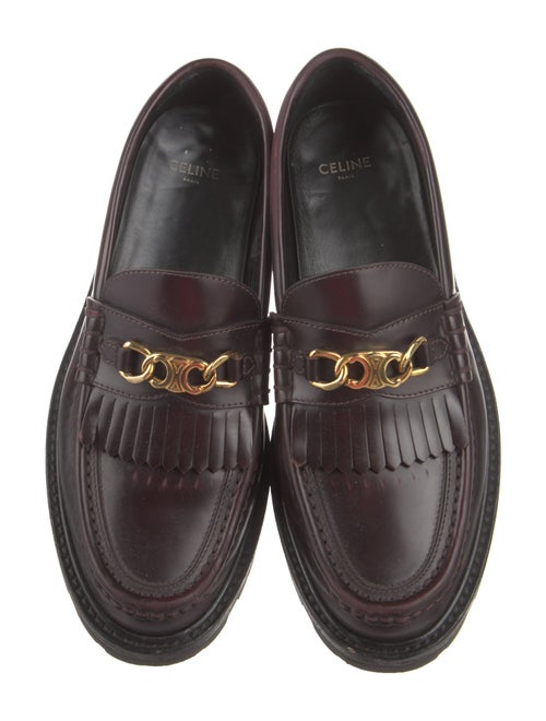 Celine Patent Leather Fringe Trim Accent Loafers