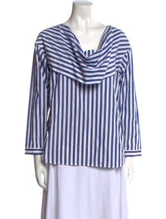 Celine Striped Cowl Neck Blouse