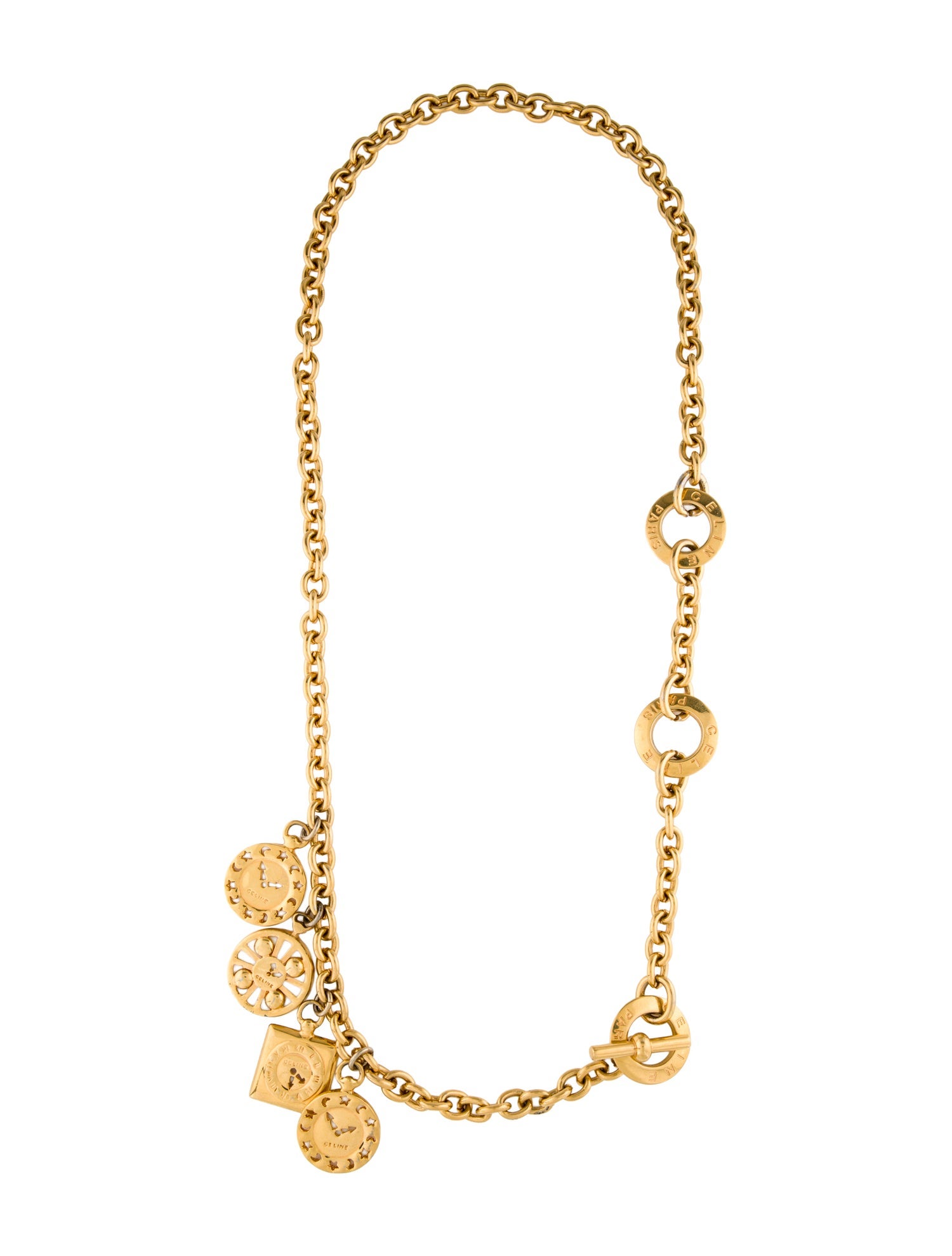 Celine Logo Charm Chain Necklace