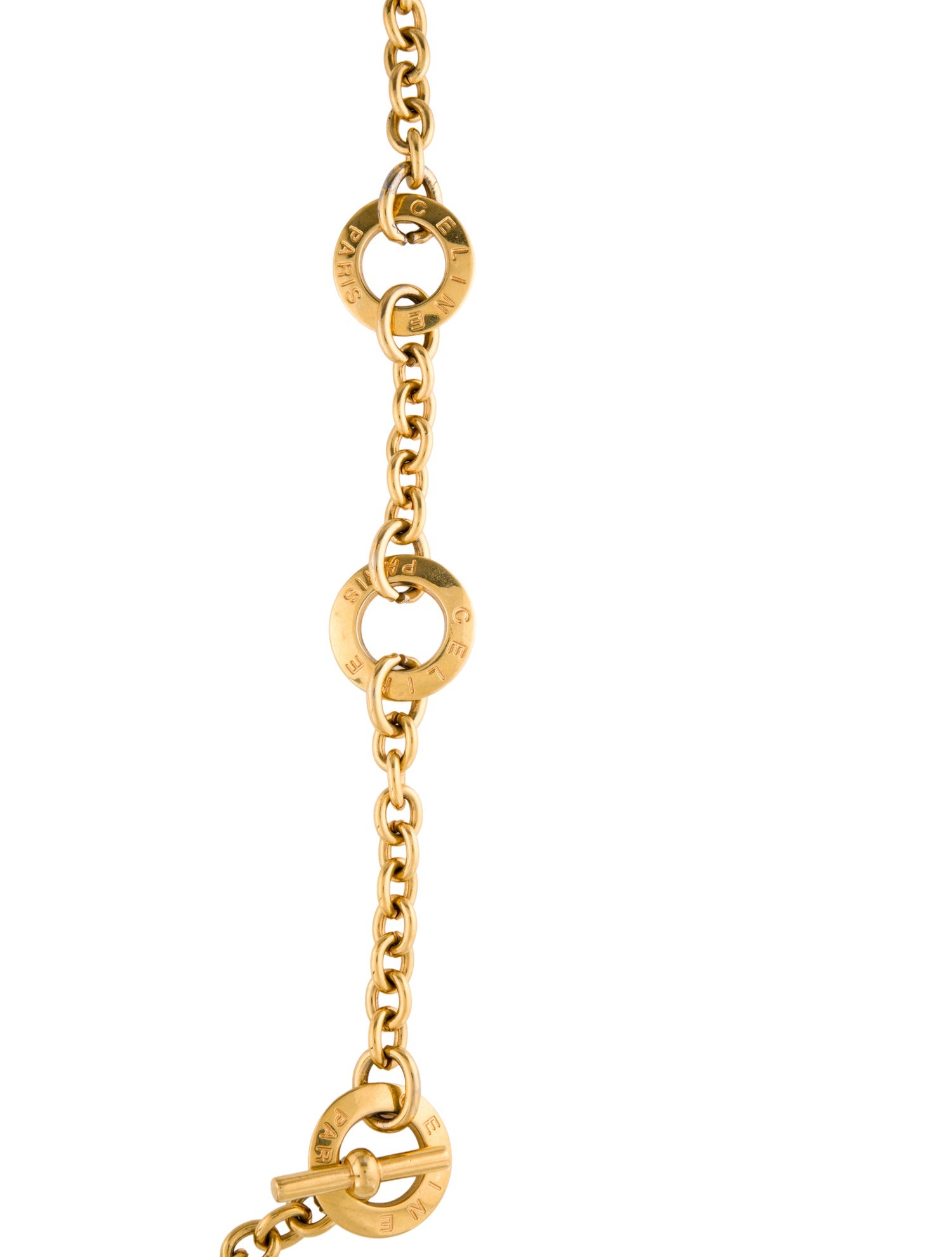Celine Logo Charm Chain Necklace