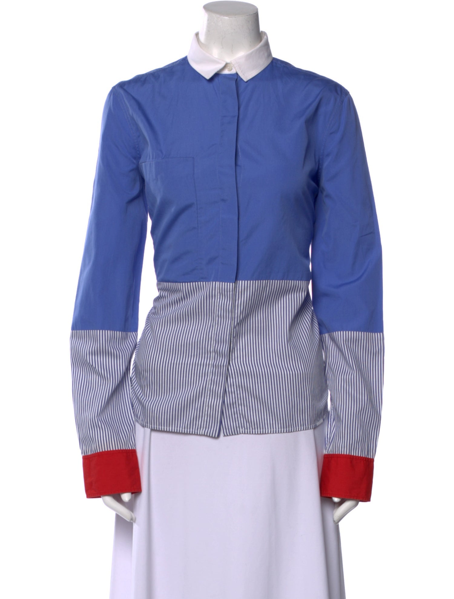 Celine Striped Long Sleeve Button-Up Top