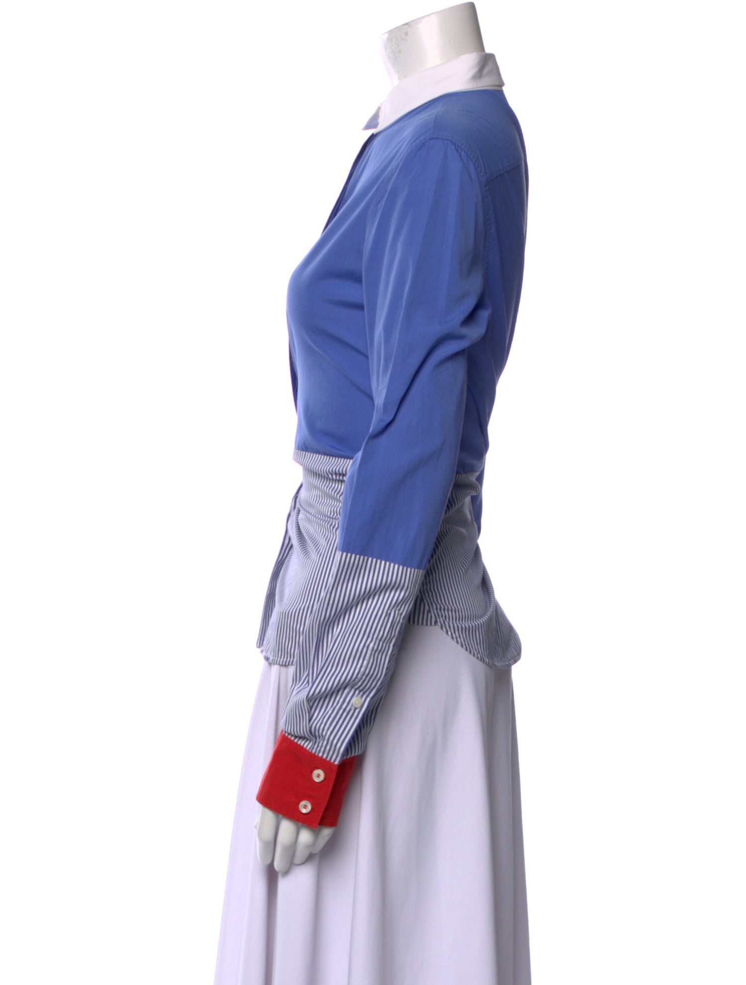 Celine Striped Long Sleeve Button-Up Top