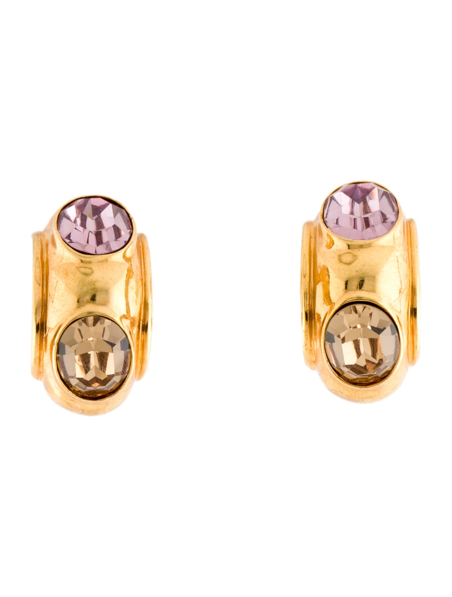 Celine Vintage Crystal Hoop Earrings