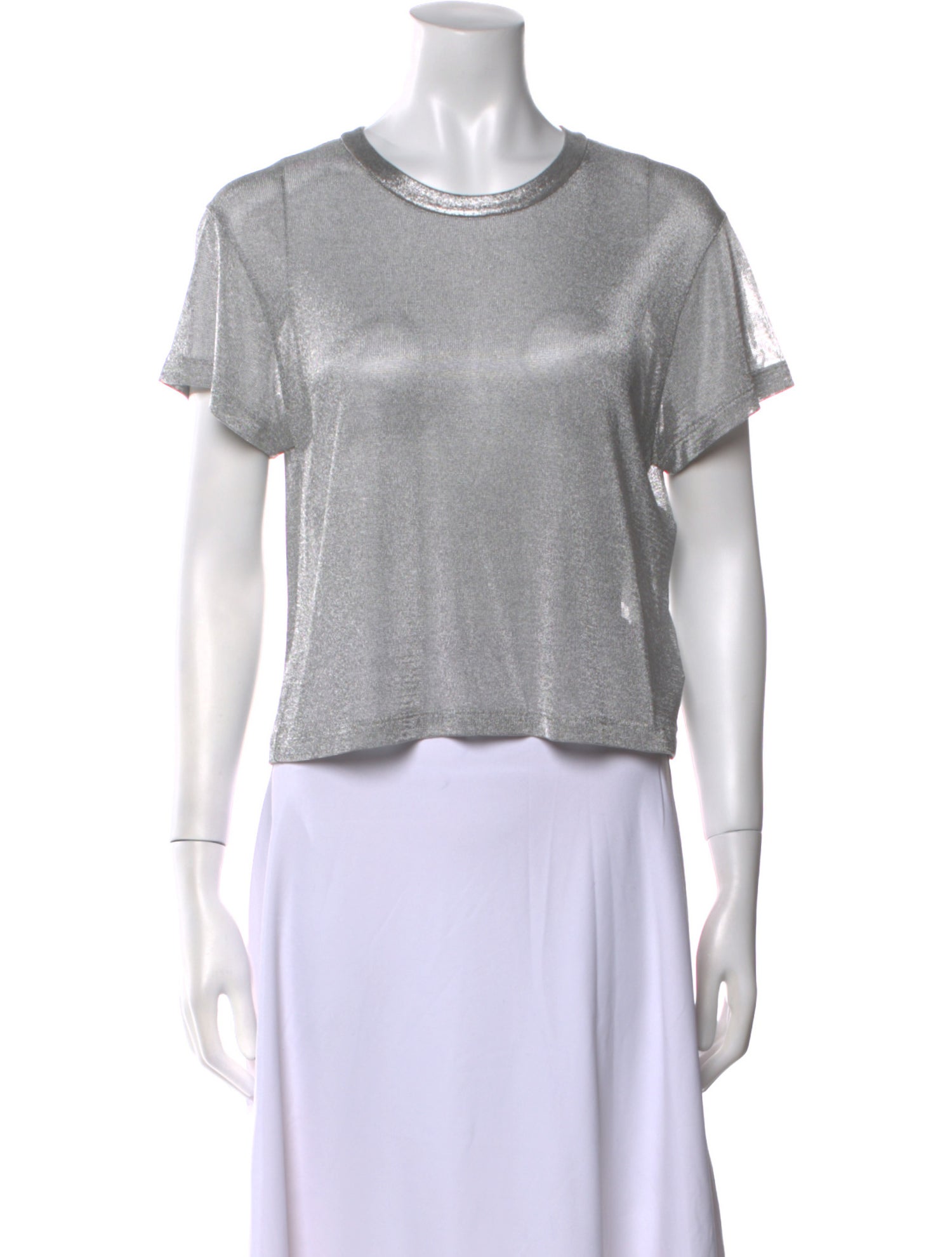 Celine Metallic Jersey Cropped Crew Neck Crop Top w/ Tags