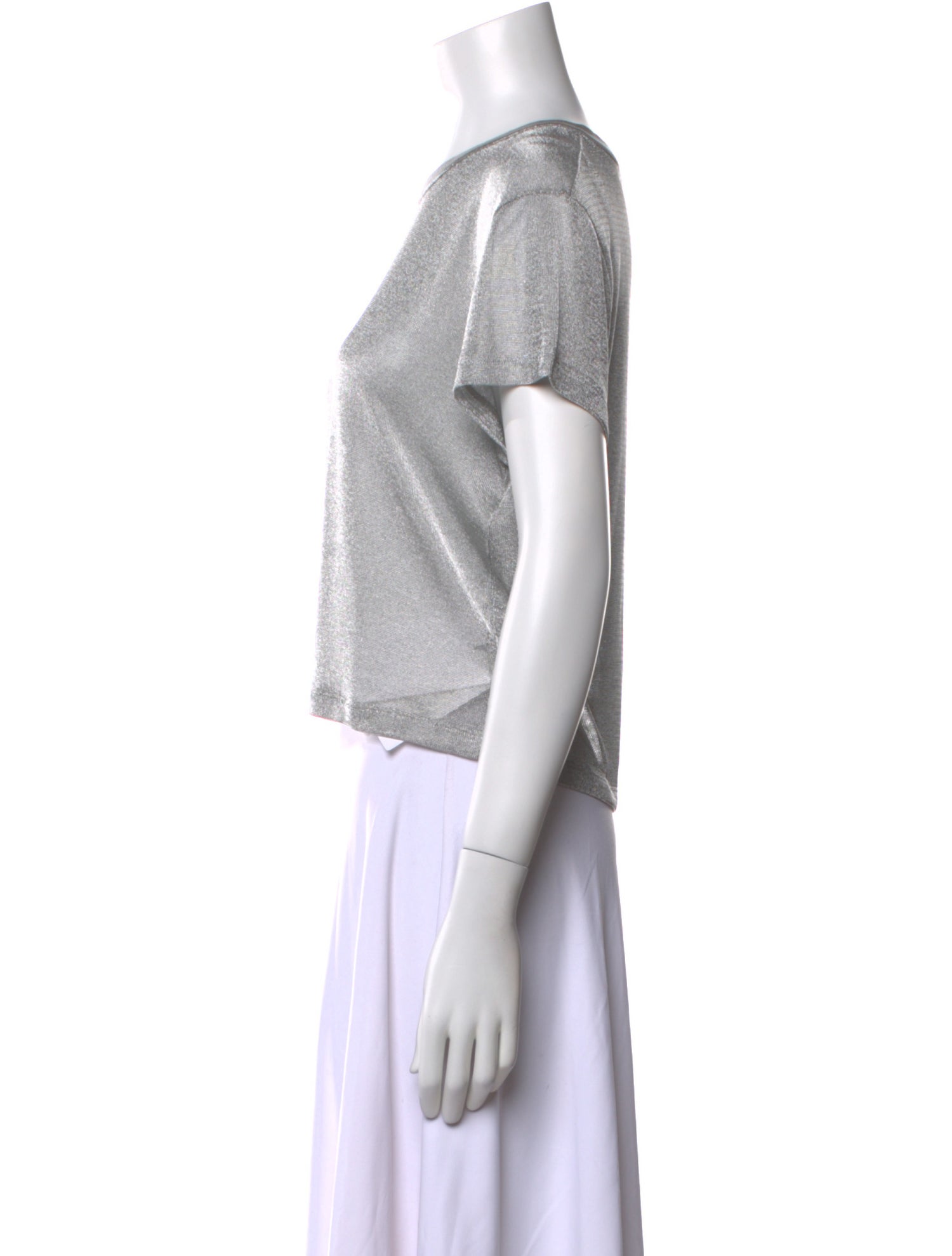 Celine Metallic Jersey Cropped Crew Neck Crop Top w/ Tags