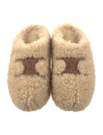 Celine Shearling Embroidered Accent Slides