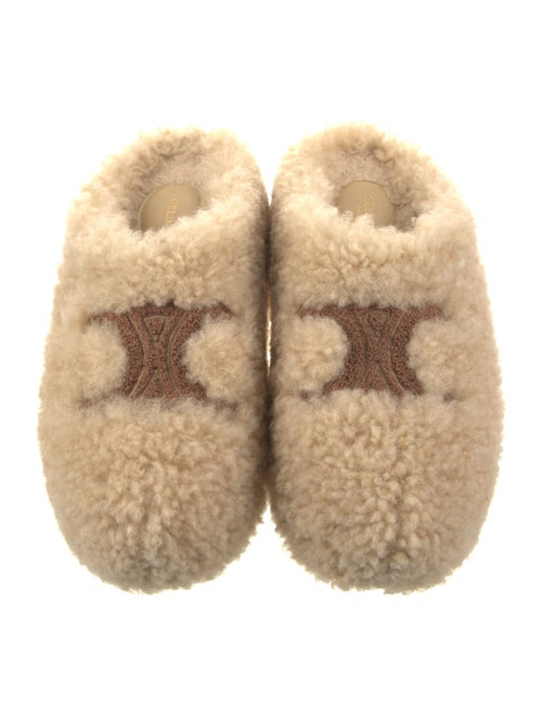 Celine Shearling Embroidered Accent Slides