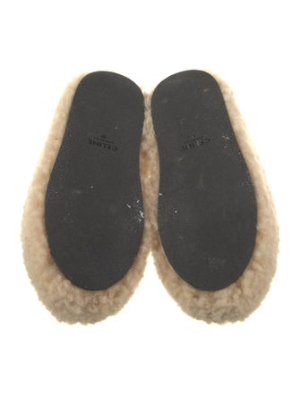 Celine Shearling Embroidered Accent Slides