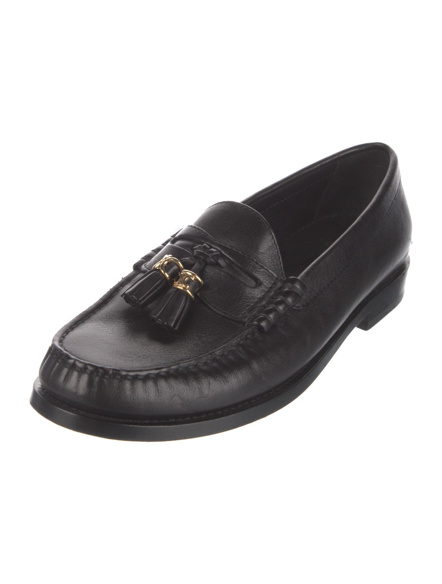 Celine Leather Tassel Accents Loafers
