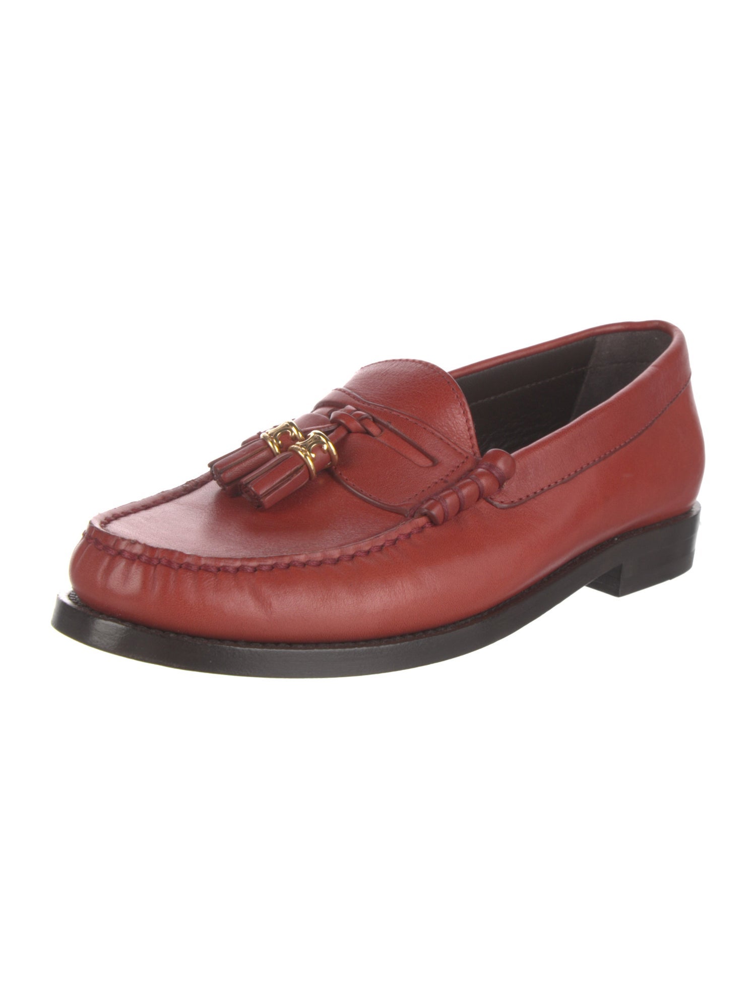 Celine Leather Tassel Accents Loafers
