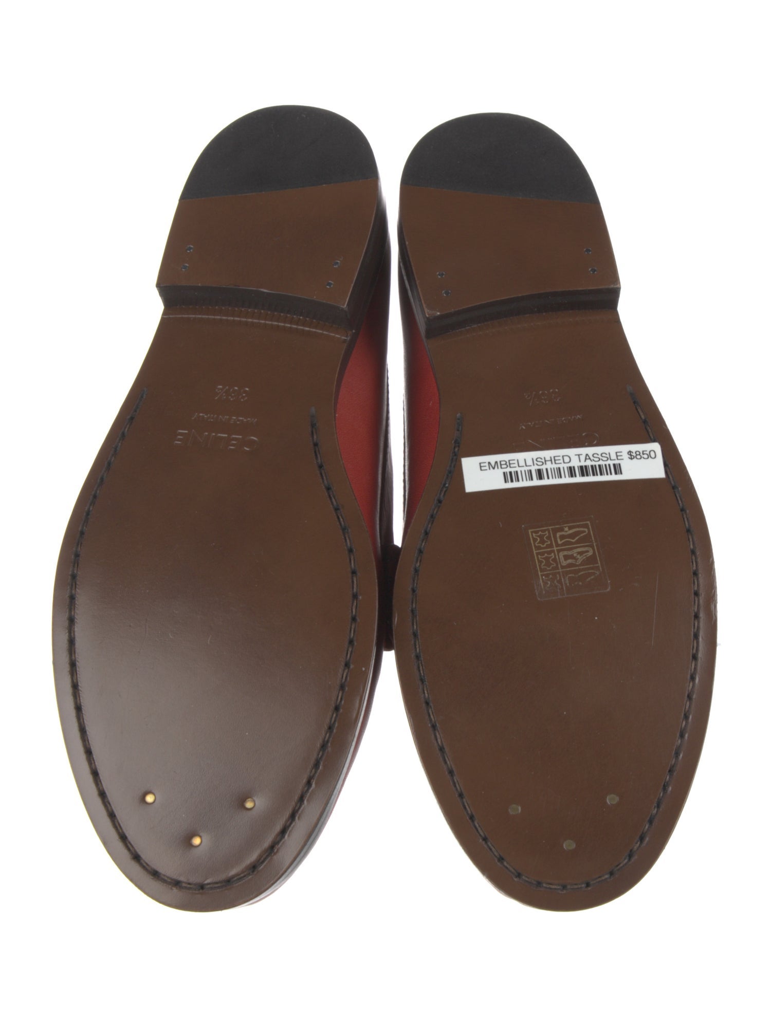 Celine Leather Tassel Accents Loafers