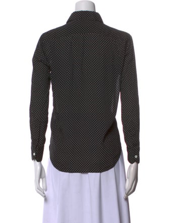 Celine Polka Dot Print Long Sleeve Button-Up Top