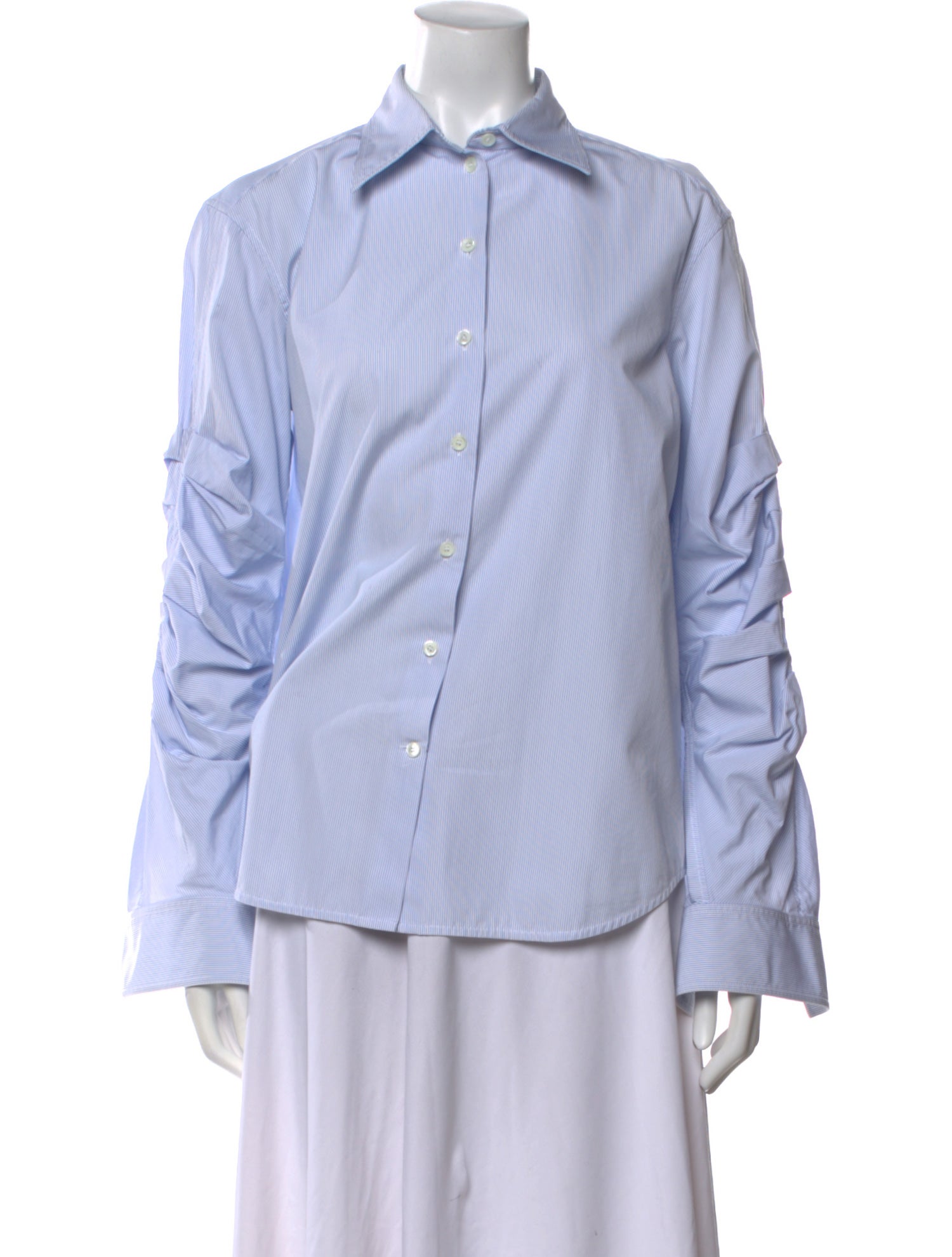 Celine Stripe Long Sleeve Long Sleeve Button-Up Top