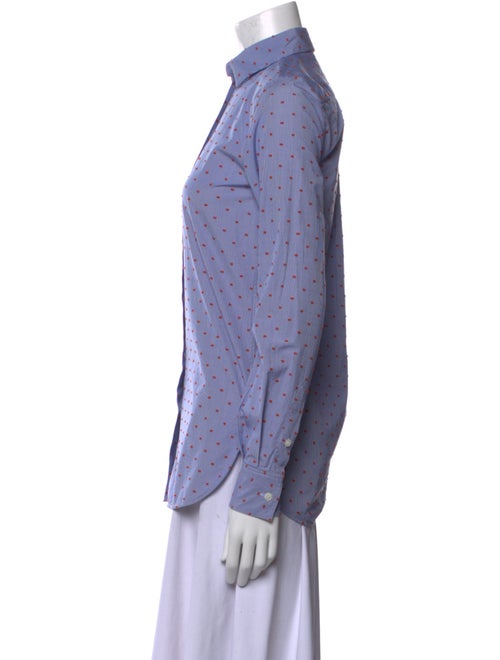 Celine Polka Dot Print Long Sleeve Button-Up Top