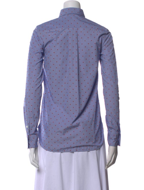 Celine Polka Dot Print Long Sleeve Button-Up Top