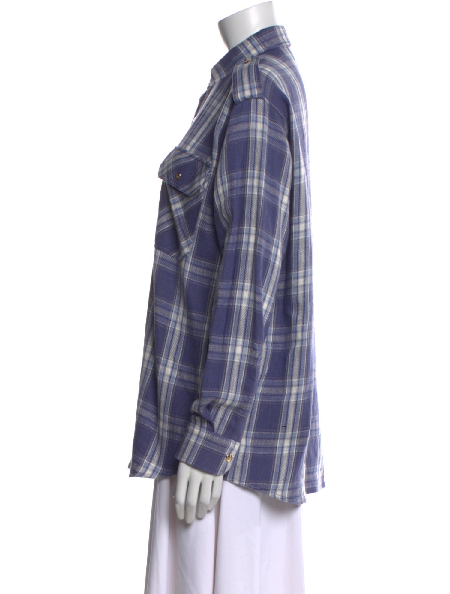 Celine 2024 Check Plaid Overshirt Button-Up Top