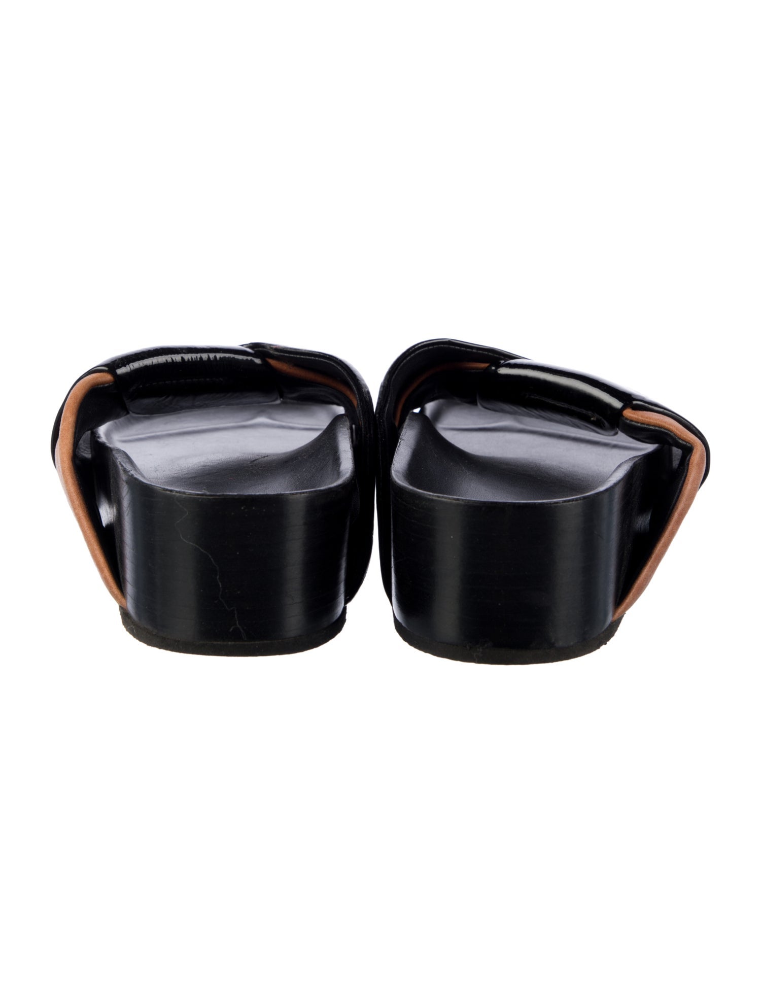 Celine Patent Leather Colorblock Pattern Slides