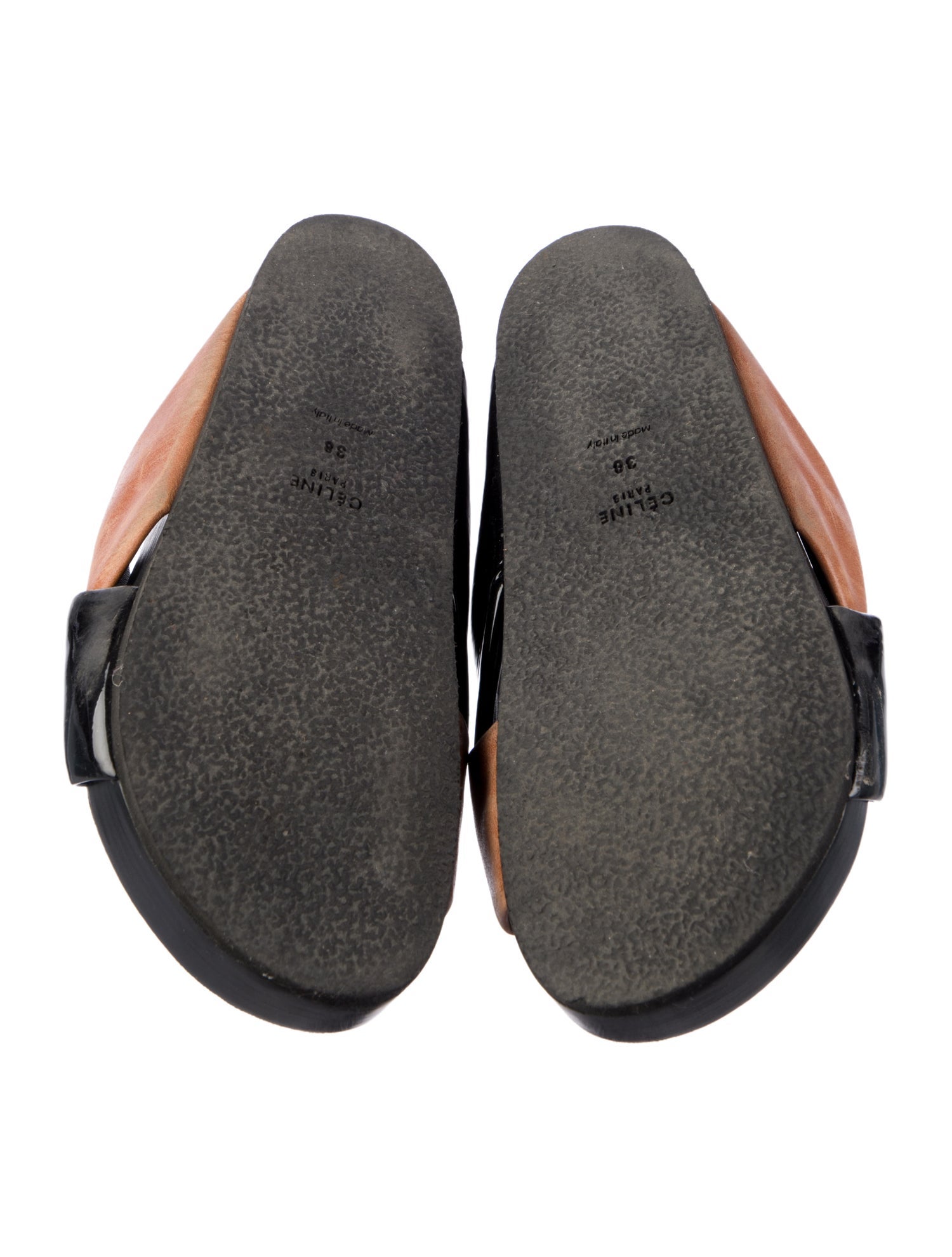 Celine Patent Leather Colorblock Pattern Slides