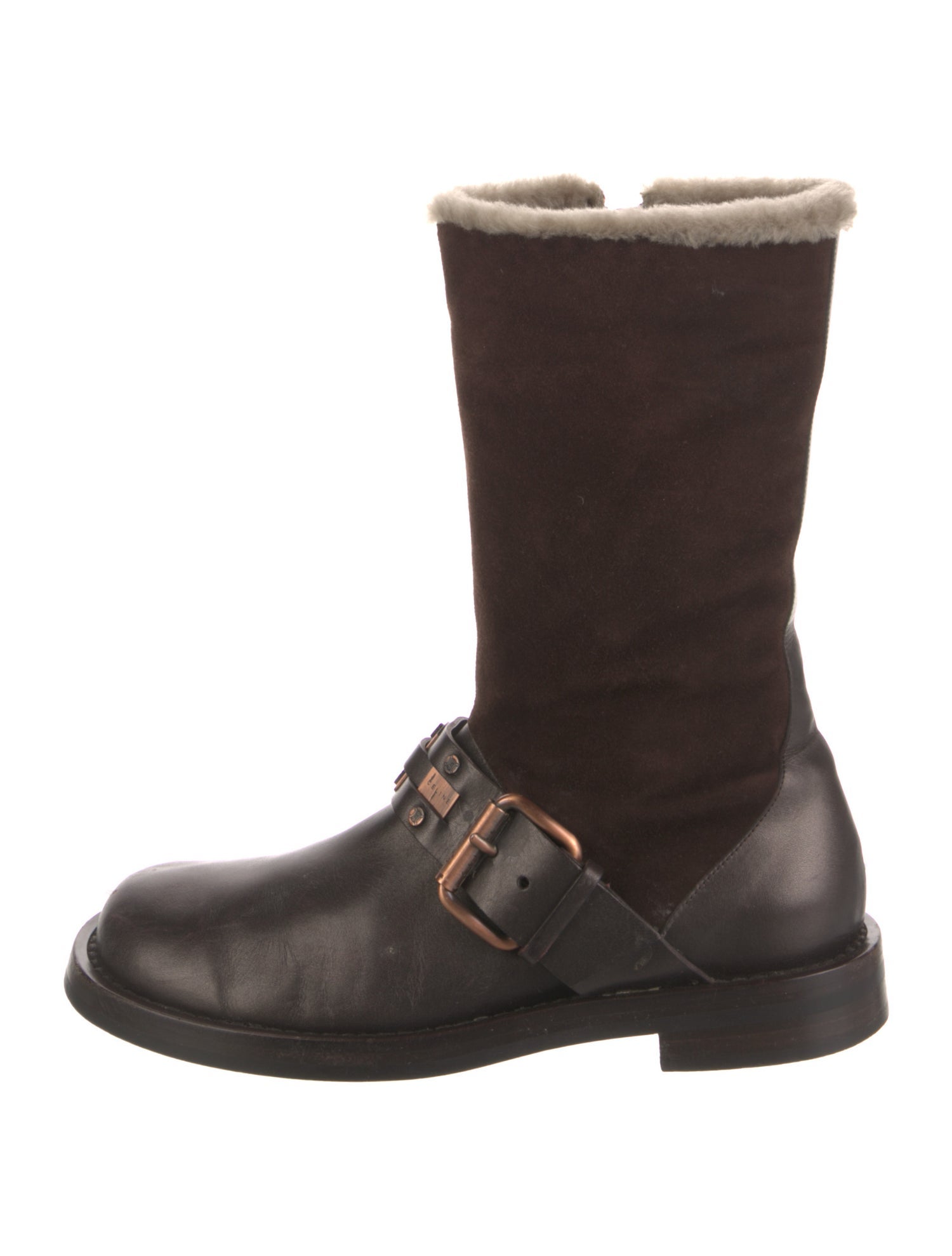 Celine Suede Moto Boots