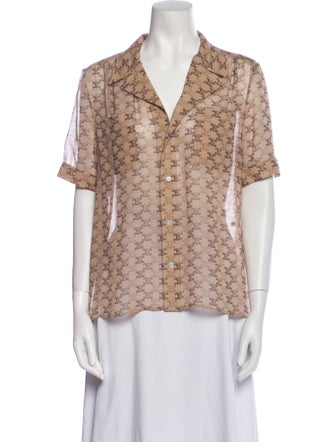 Celine Silk Printed Button-Up Top w/ Tags