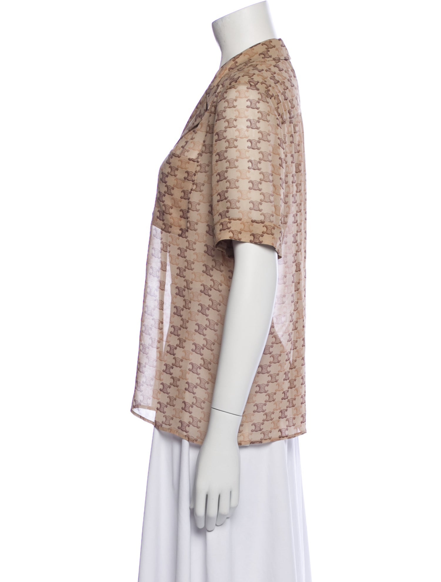 Celine Silk Printed Button-Up Top w/ Tags