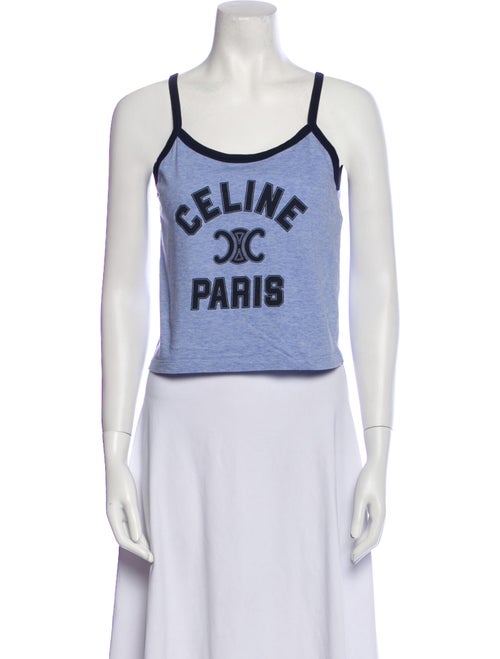 Celine Graphic Print Scoop Neck Top