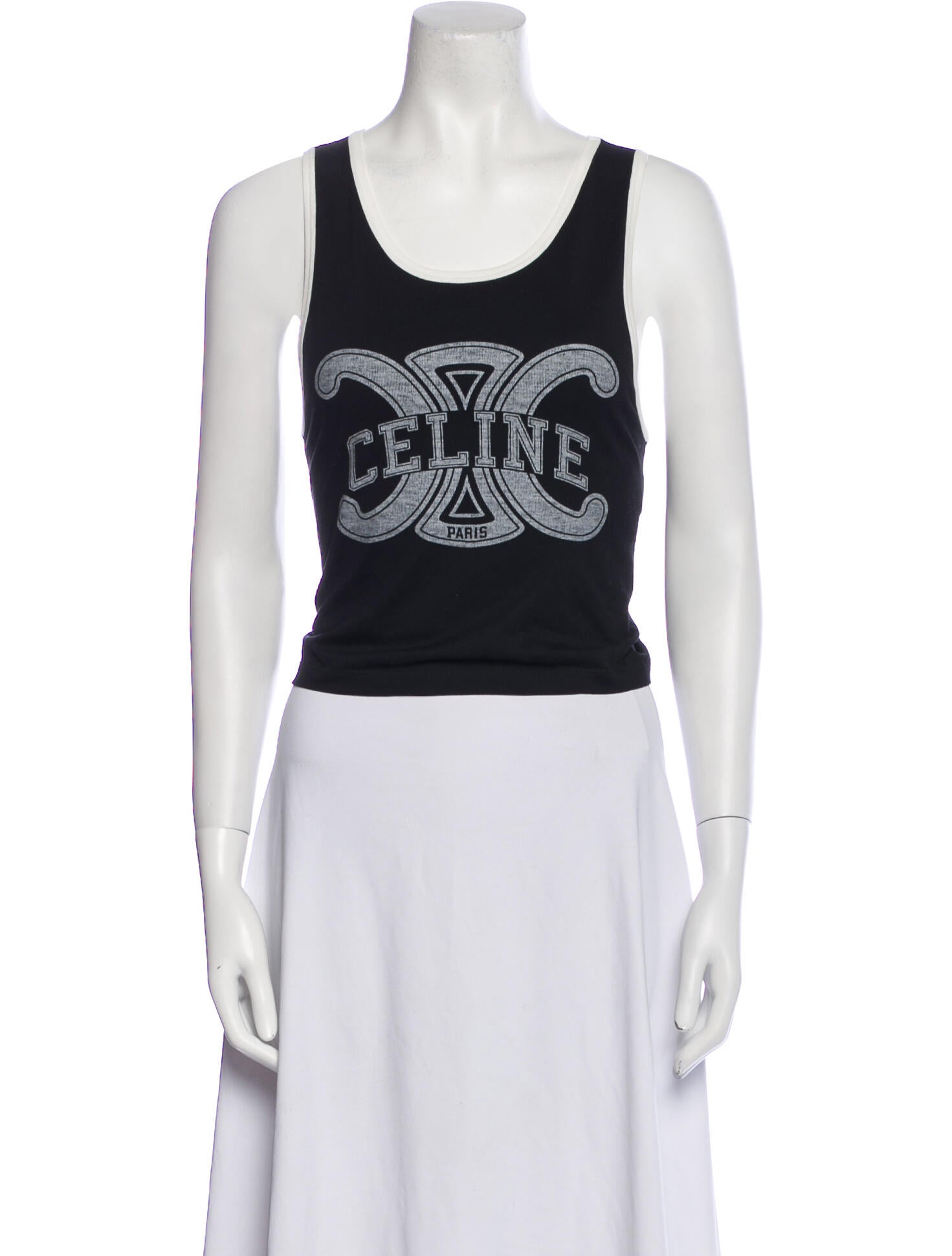 Celine Graphic Print Scoop Neck Top