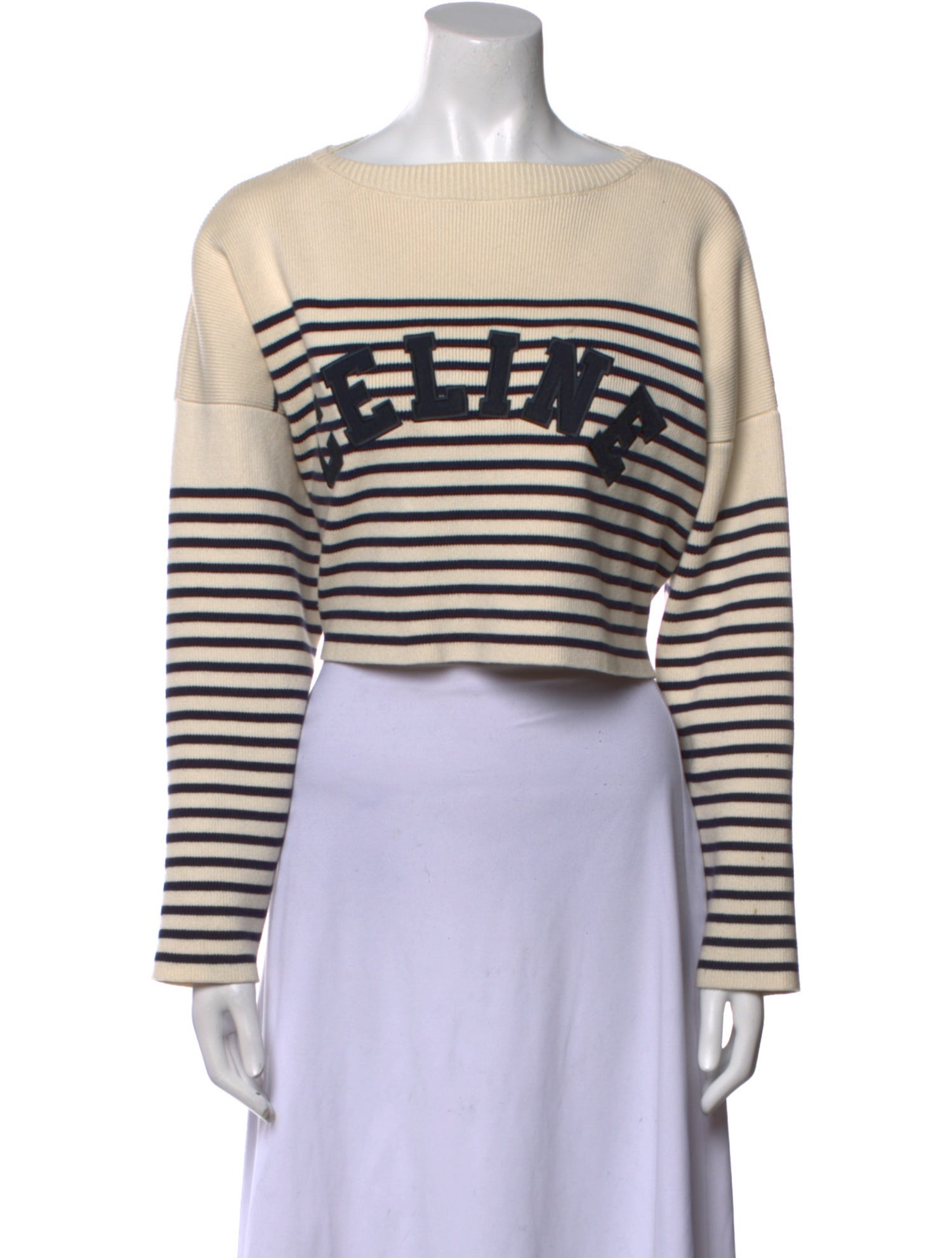 Celine Striped Bateau Neckline Sweater