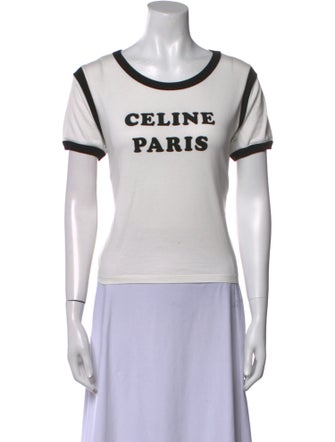 Celine Graphic Print Scoop Neck T-Shirt