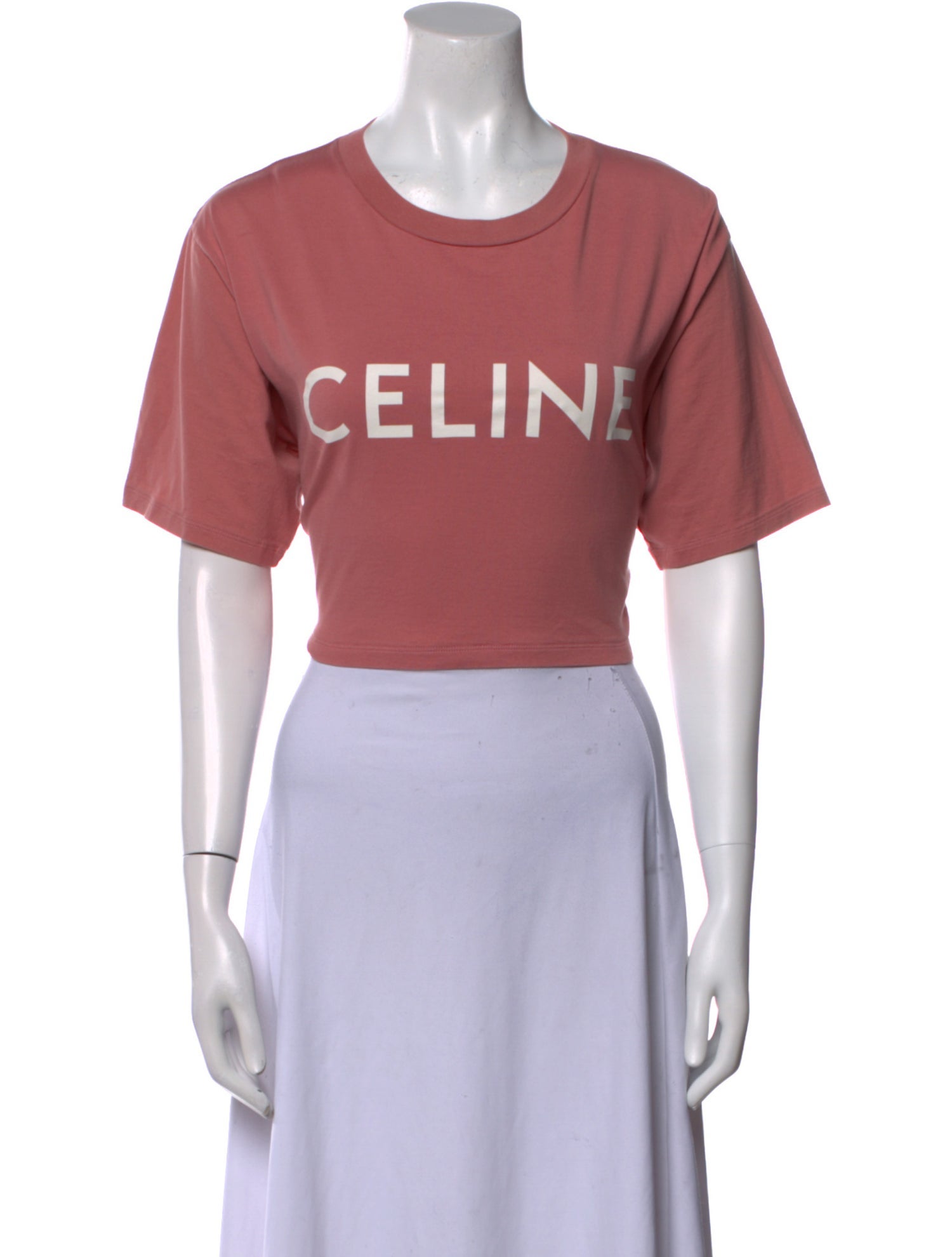 Celine Graphic Print Crew Neck Crop Top