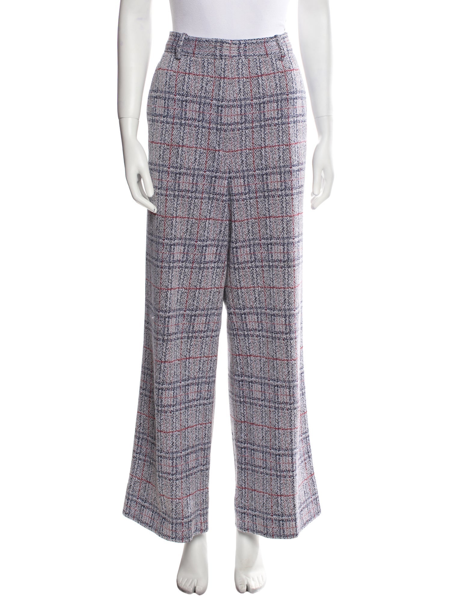 Celine Plaid Print Wide Leg Pants