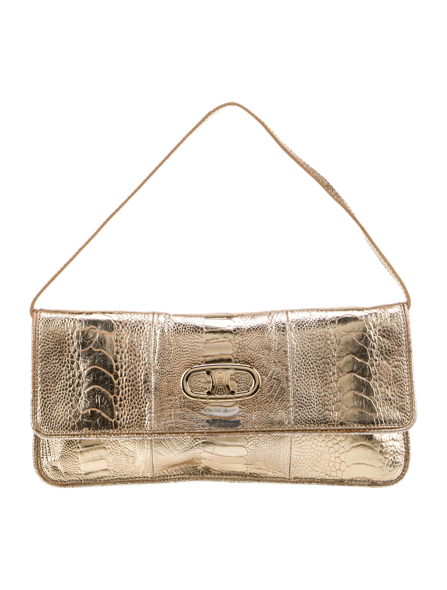 Celine Embossed Leather Clutch Vintage