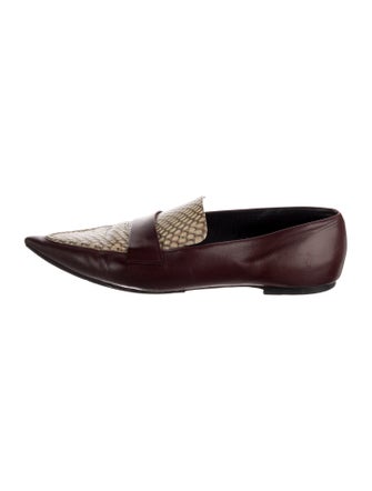 Celine Leather Animal Print Loafers