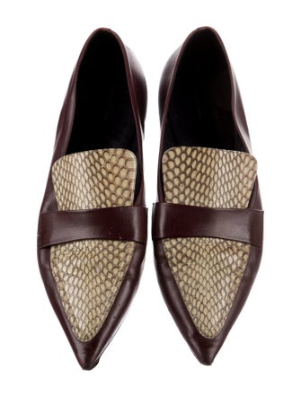 Celine Leather Animal Print Loafers