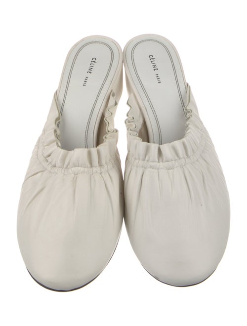 Celine Leather Ruffle Embellishment Mules