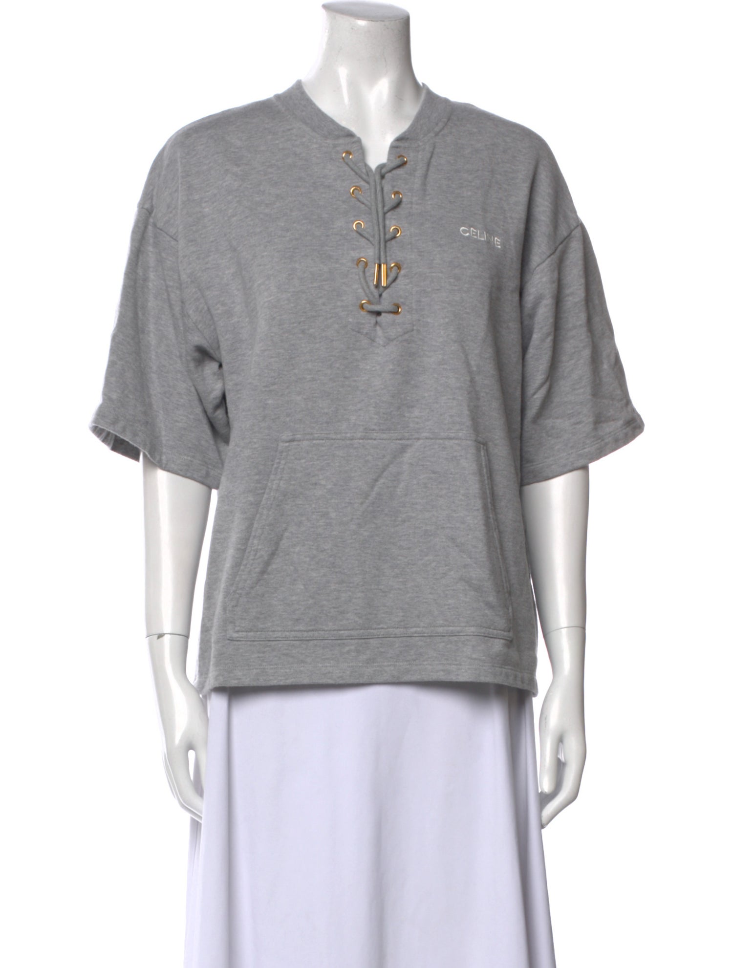 Celine V-Neck Short Sleeve Sweatshirt