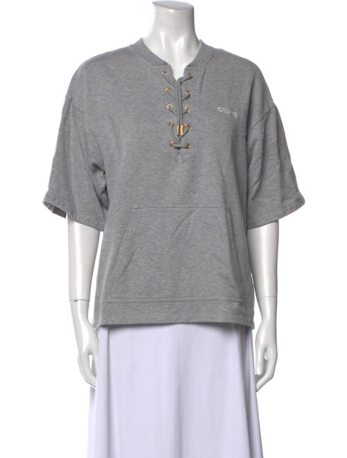 Celine V-Neck Short Sleeve Sweatshirt