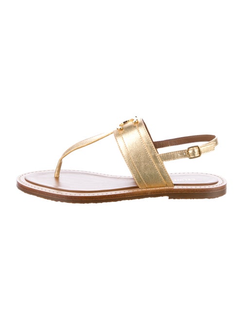 Celine Lympia Triomphe Leather T-Strap Sandals