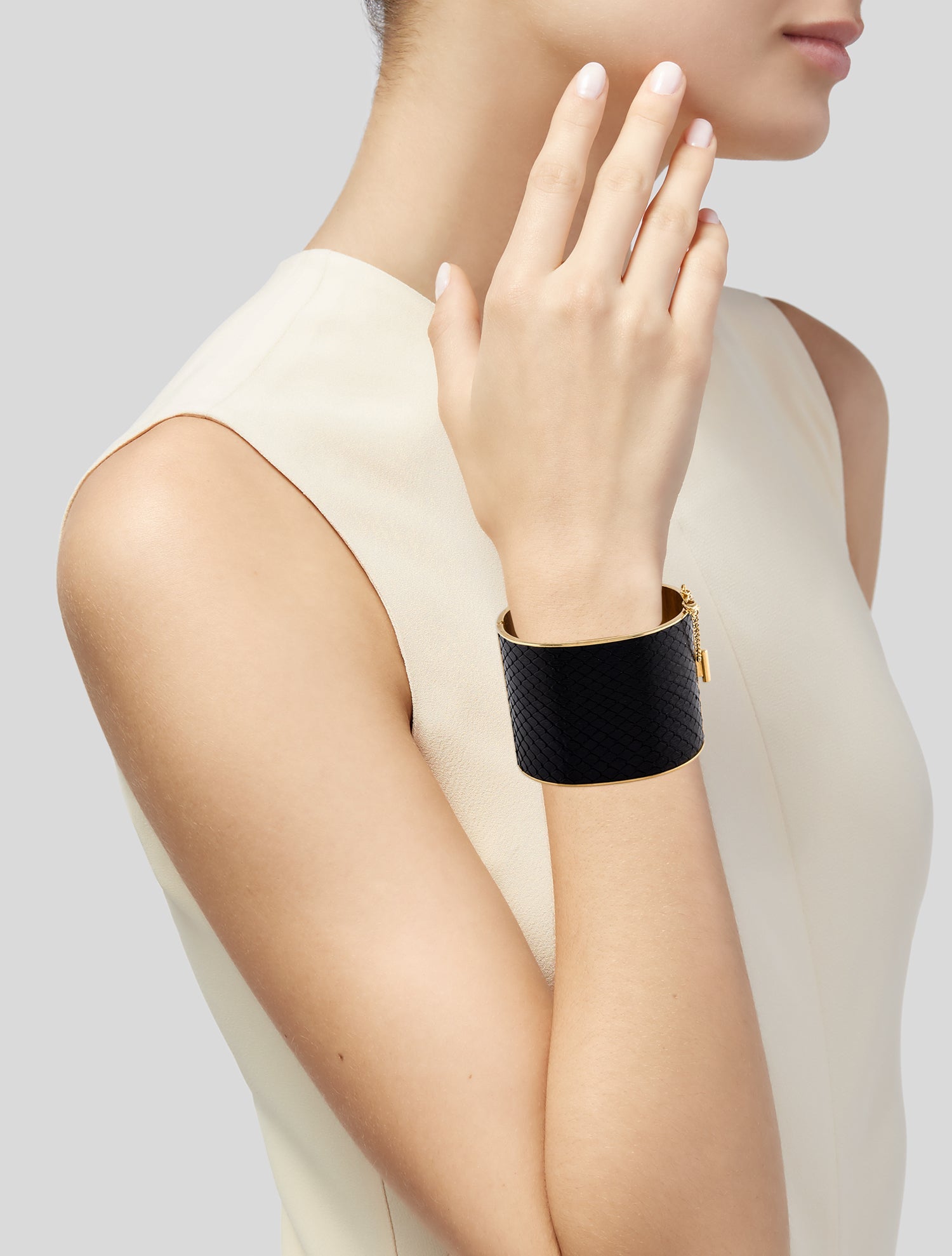 Celine Snakeskin Manchette Cuff Bracelet