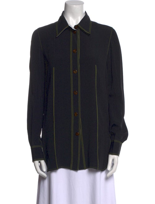 Celine Striped Long Sleeve Button-Up Top