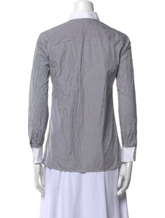 Celine Striped Long Sleeve Button-Up Top
