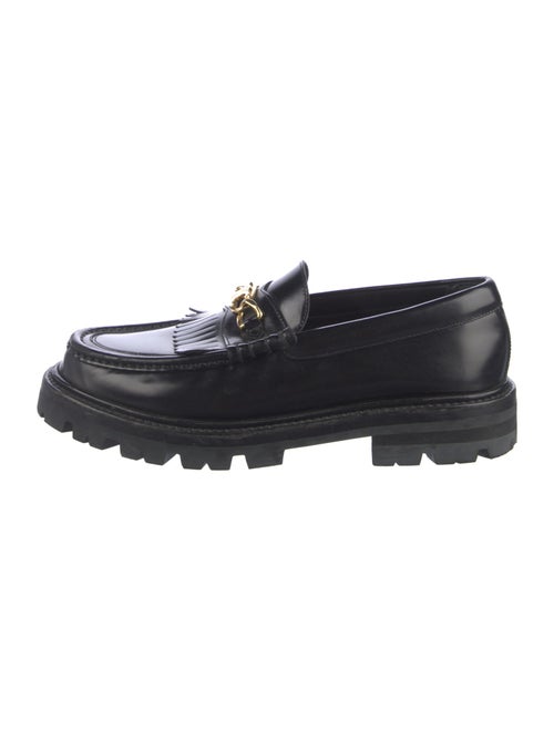Celine Leather Chain-Link Accents Loafers