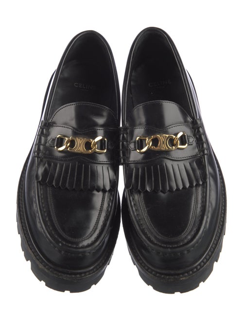 Celine Leather Chain-Link Accents Loafers