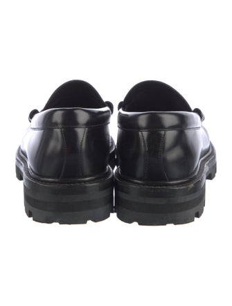 Celine Leather Chain-Link Accents Loafers