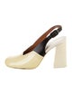 Celine Patent Leather Colorblock Pattern Slingback Pumps