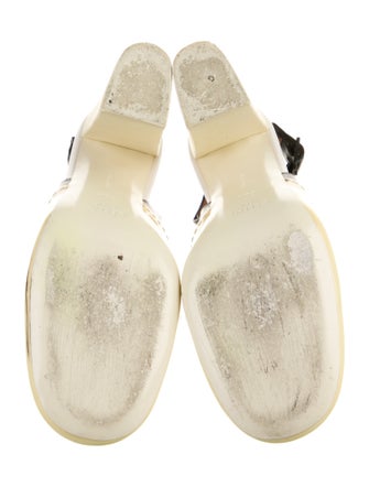 Celine Patent Leather Colorblock Pattern Slingback Pumps