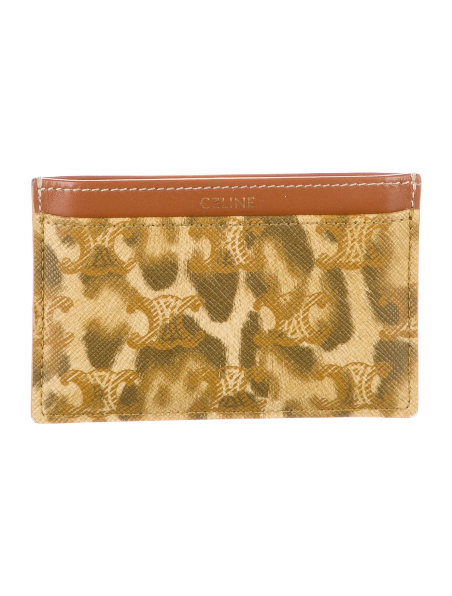 Celine Leather Animal Print Card Holder