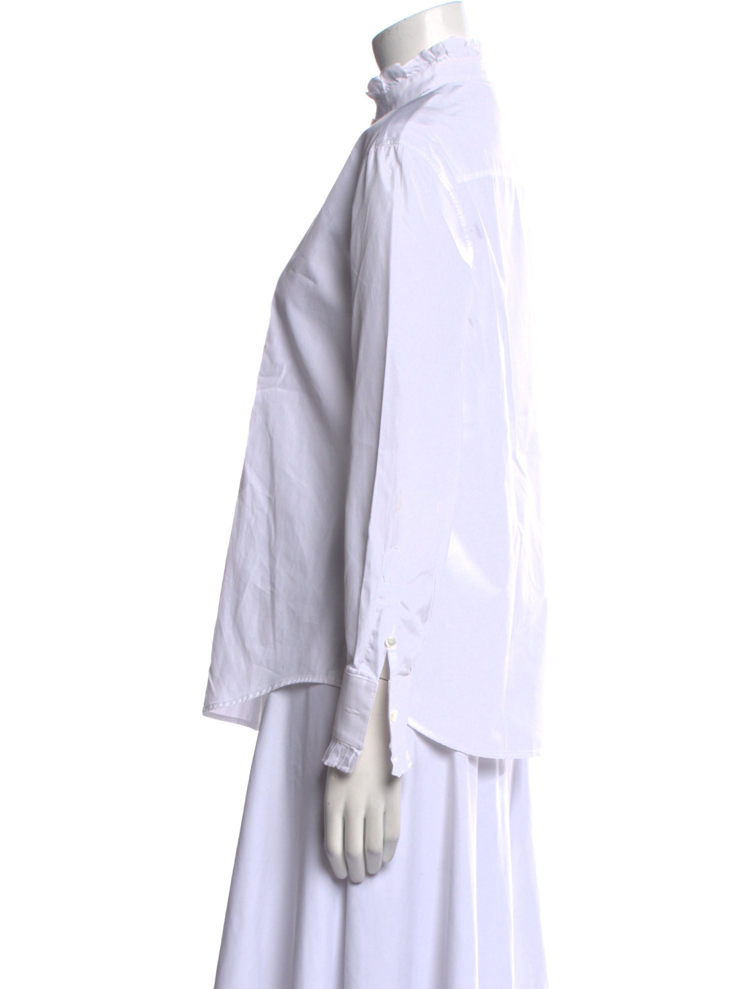 Celine Mock Neck Long Sleeve Button-Up Top